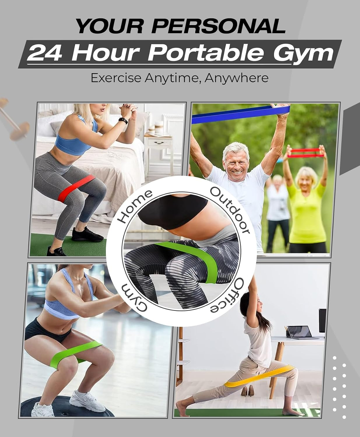 Loop Resistance Exercise Bands – Fabric & Elastic Sets of Exercise Bands for Strength Training - Rehab, Yoga, Pilates & Home Workout with Instruction Guide