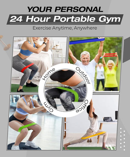 Loop Resistance Exercise Bands – Fabric & Elastic Sets of Exercise Bands for Strength Training - Rehab, Yoga, Pilates & Home Workout with Instruction Guide