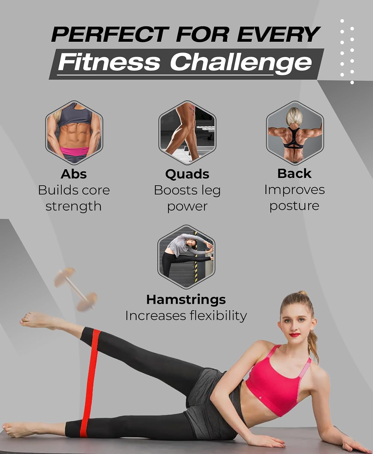 Loop Resistance Exercise Bands – Fabric & Elastic Sets of Exercise Bands for Strength Training - Rehab, Yoga, Pilates & Home Workout with Instruction Guide