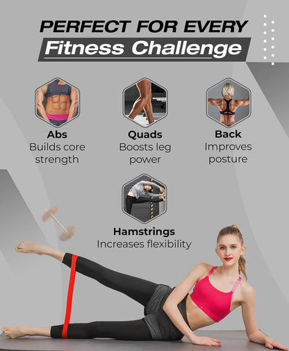 Loop Resistance Exercise Bands – Fabric & Elastic Sets of Exercise Bands for Strength Training - Rehab, Yoga, Pilates & Home Workout with Instruction Guide