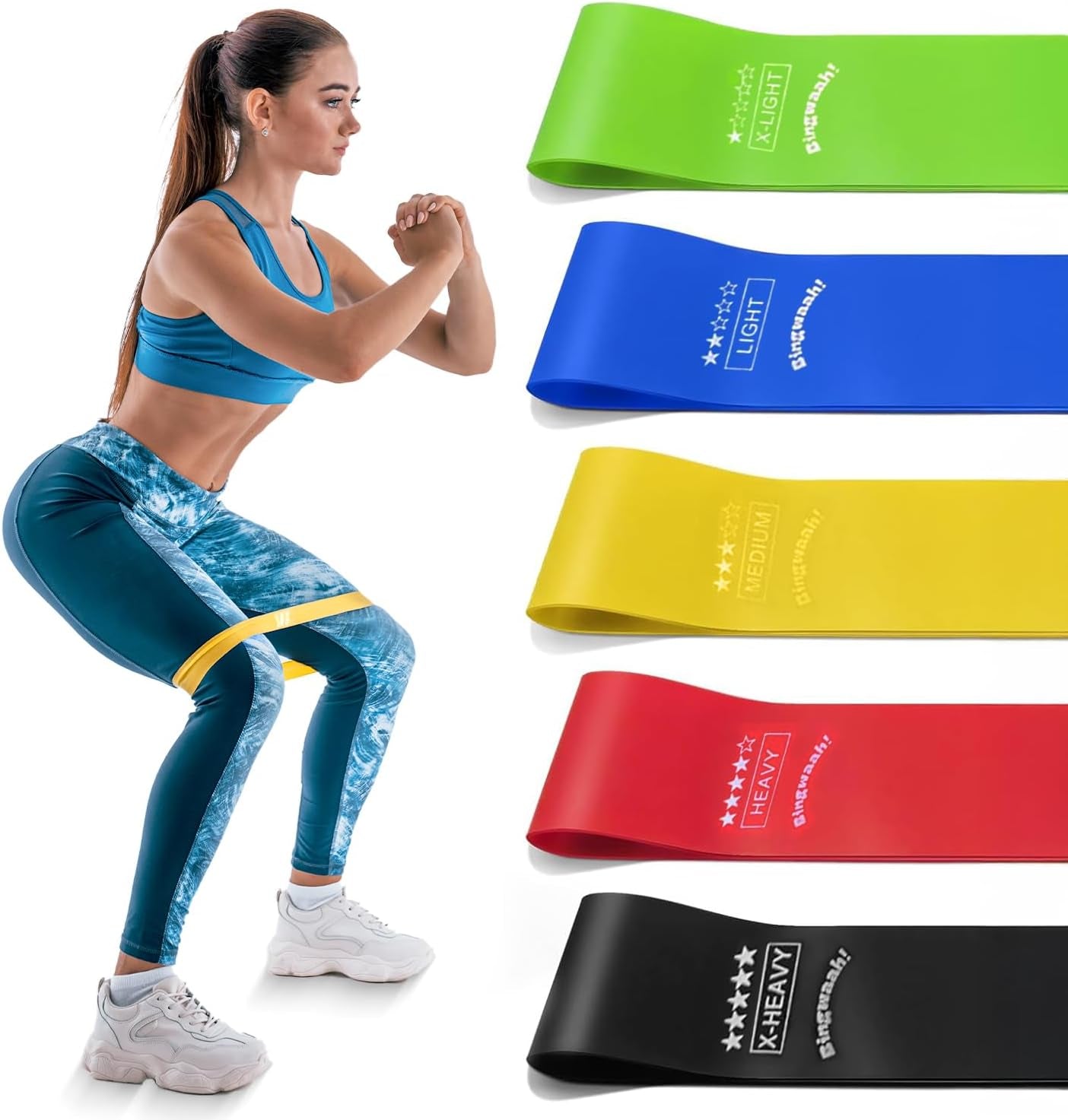 Loop Resistance Exercise Bands – Fabric & Elastic Sets of Exercise Bands for Strength Training - Rehab, Yoga, Pilates & Home Workout with Instruction Guide