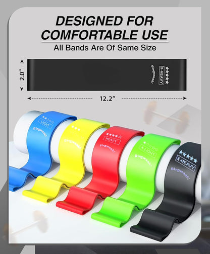 Loop Resistance Exercise Bands – Fabric & Elastic Sets of Exercise Bands for Strength Training - Rehab, Yoga, Pilates & Home Workout with Instruction Guide