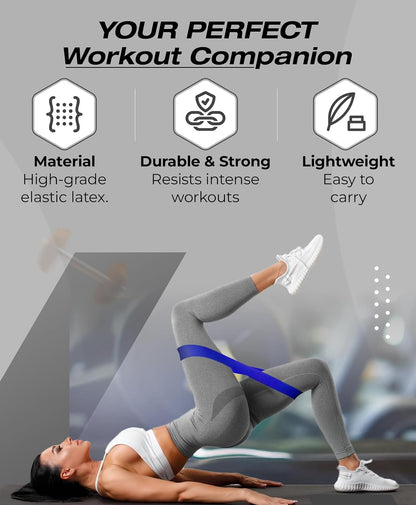Loop Resistance Exercise Bands – Fabric & Elastic Sets of Exercise Bands for Strength Training - Rehab, Yoga, Pilates & Home Workout with Instruction Guide